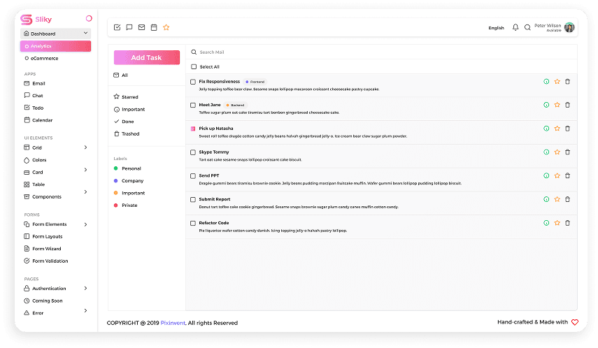 Sliky CRM software task management dashboard
