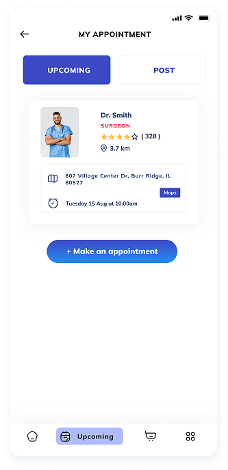 UI design of the VetPet app-s user-s appointments list screen