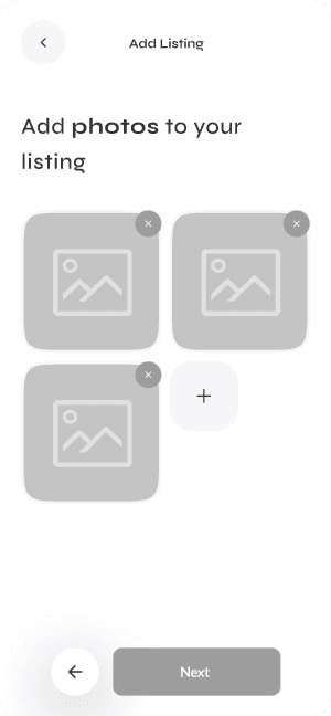 Wireframe of Turveyor add photos screen