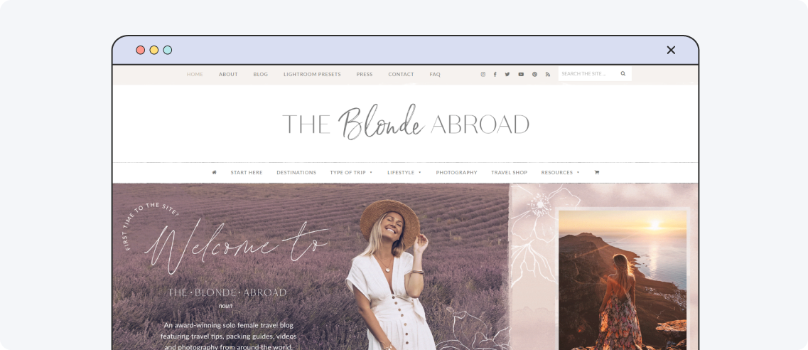 The Blonde Abroad, example of a travel blog design