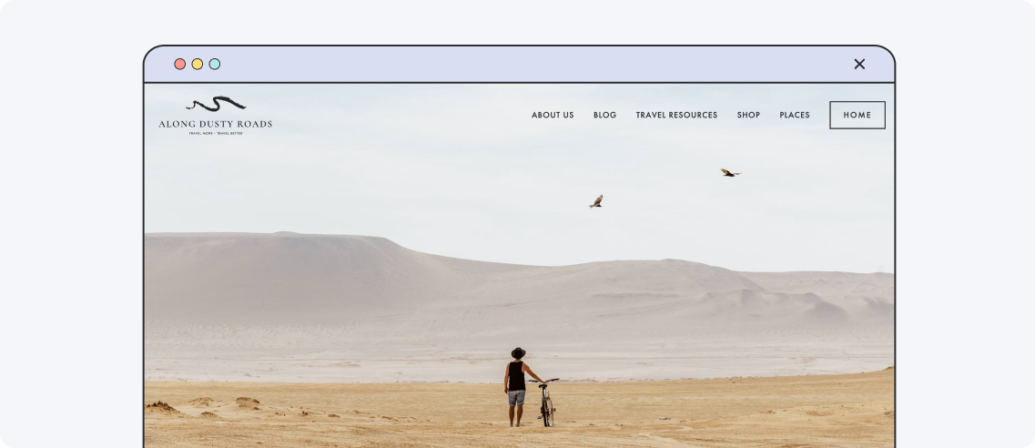 Along Dusty Roads, example of a minimalist travel blog design